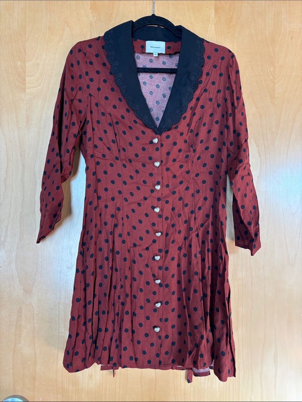 Reformation Collared Polka-dot Dress